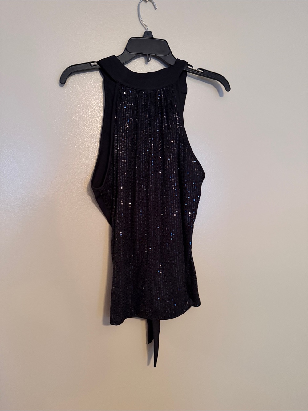 Women’s Black Sequin Halter Tank Top